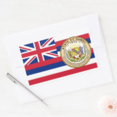 ハワイアン国旗とシール、ハワイ州旗 長方形シール (封筒)