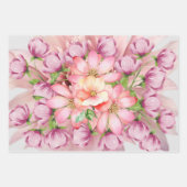 「ハワイアン夏花模様」ギフトラッピング紙 ラッピングペーパーシート (正面)