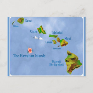 ハワイアン島地図はがき ポストカード