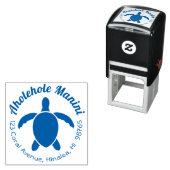 ハワイアン差出人住所スタンプシータートルラウンド セルフインキングスタンプ (インサイチュ)