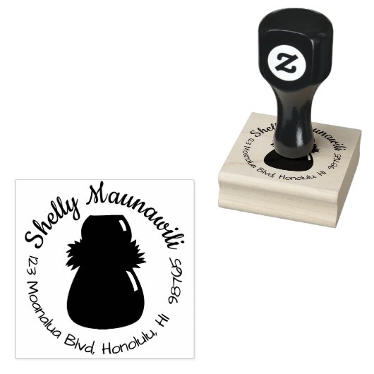 ハワイアン差出人住所スタンプフラダンサーイプドラム ラバースタンプ (押印)
