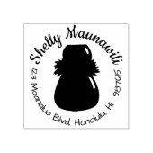 ハワイアン差出人住所スタンプフラダンサーイプドラム ラバースタンプ (インプリント)