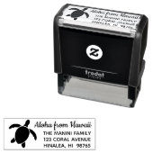 ハワイアン差出人住所スタンプホヌシーカメ セルフインキングスタンプ (インサイチュ)