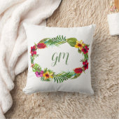 ハワイアン放射熱帯フローラリースモノグラム クッション (ブランケット)