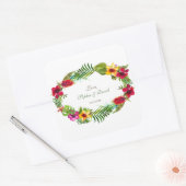 ハワイアン放射熱帯フローラリース結婚ズ スクエアシール (封筒)