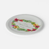 ハワイアン放射熱帯フローラリース結婚ズ ペーパープレート (アングル)