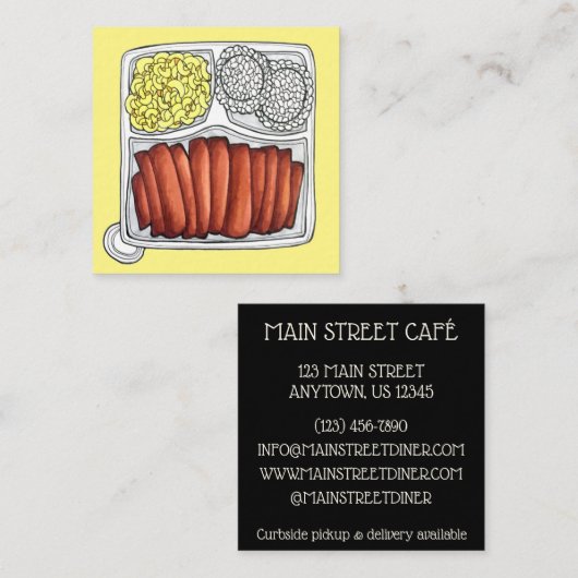 ハワイアン料理プレートランチライスマカロニサラダ スクエア名刺 (正面/裏面)