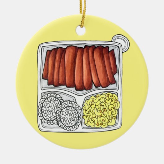 ハワイアン料理プレートランチライスマカロニサラダ セラミックオーナメント (正面)