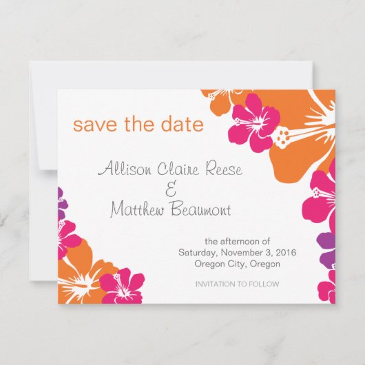 ハワイアン日付の保存 セーブザデート (正面)