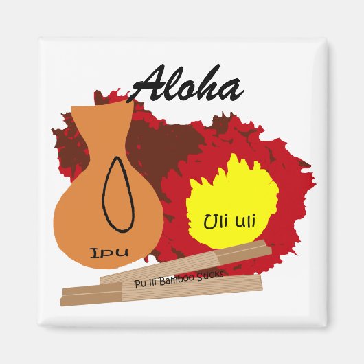 ハワイアン楽器、アロハ磁石 マグネット (正面)