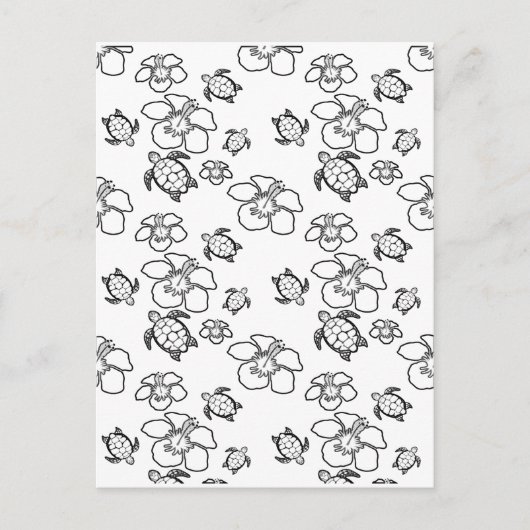 ハワイアン模様大人着色はがき ポストカード (正面)