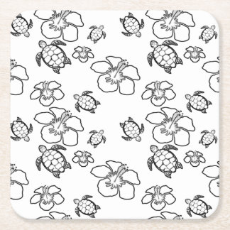 ハワイアン模様成体着色紙コースター スクエアペーパーコースター