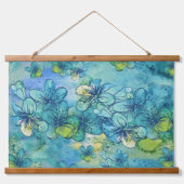 ハワイアン水彩ブループルメリア 吊り下げ型タペストリー (正面)