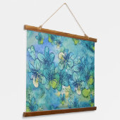 ハワイアン水彩ブループルメリア 吊り下げ型タペストリー (傾斜あり)