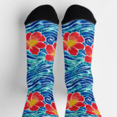 ハワイアン波及び花サーフィン靴下 ソックス (上部)
