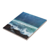 ハワイアン海ウェーブアクアティール(緑がかった色)ブルーサーフラバシー タイル (側面)