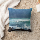 ハワイアン海ハワイウェイズアクアティール(緑がかった色)ブルーサーフ クッション (ブランケット)