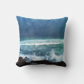 ハワイアン海ハワイウェイズアクアティール(緑がかった色)ブルーサーフ クッション (正面)