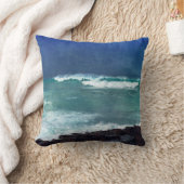 ハワイアン海ハワイウェイズアクアティール（緑がかった色）ブルーシー クッション (ブランケット)