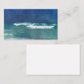 ハワイアン海ハワイウェーブアクアティール(緑がかった色)ブルーサーフ 名刺 (正面/裏面)