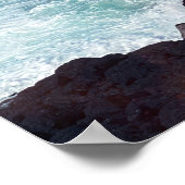 ハワイアン海引用文ウェーブアクアティール（緑がかった色）ブルーサーフ ポスター (角)