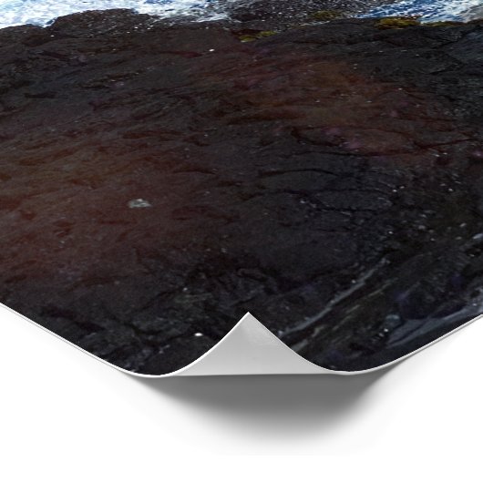 ハワイアン海引用文ウェーブアクアティール(緑がかった色)ブルーサーフ ポスター (角)