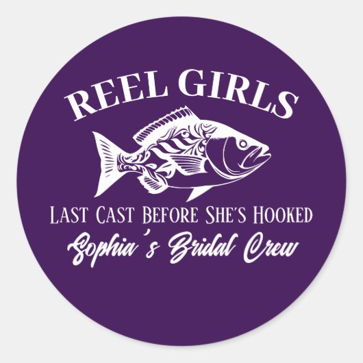 ハワイアン漁師スタイルのパープル・バチェロレッテ・パーティー ラウンドシール (正面)