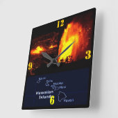 ハワイアン火山の溶岩流 スクエア壁時計 (傾斜)