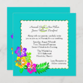 ハワイアン熱カラフル帯結婚式招待状 招待状 (正面/裏面)