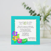 ハワイアン熱カラフル帯結婚式招待状 招待状 (スタンド正面)