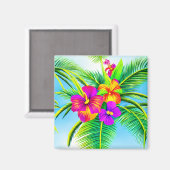 ハワイアン熱帯シームレスパターン マグネット (正面/裏面)