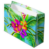 ハワイアン熱帯シームレスパターン ラージペーパーバッグ (正面アングル)