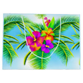 ハワイアン熱帯シームレスパターン ラージペーパーバッグ (裏面)