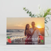 ハワイアン熱帯ハイビスカスパームクリスマスフォト シーズンカード (スタンド正面)