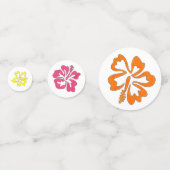 ハワイアン熱帯ハイビスカスフラワーズフローラプリント コンフェッティ (正面)