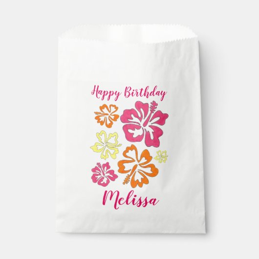 ハワイアン熱帯ハイビスカスフラワーズフローラプリント フェイバーバッグ (正面)