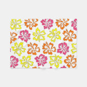 ハワイアン熱帯ハイビスカスフラワーズフローラプリント フリースブランケット (正面(横))