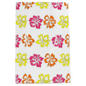 ハワイアン熱帯ハイビスカスフラワーズフローラプリント ミディアムペーパーバッグ (正面)