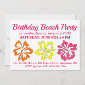 ハワイアン熱帯ハイビスカスフラワーズフローラプリント 招待状 (正面)