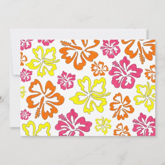 ハワイアン熱帯ハイビスカスフラワーズフローラプリント 招待状 (裏面)