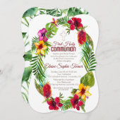 ハワイアン熱帯フローラファーストホーリーコミュニオン 招待状 (正面/裏面)