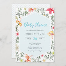 ハワイアン熱帯フローラベビーシャワー招待状