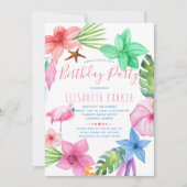 ハワイアン熱帯フローラルアウ(ハワイ式宴会)誕生会 招待状 (正面)