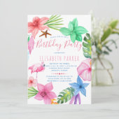 ハワイアン熱帯フローラルアウ(ハワイ式宴会)誕生会 招待状 (スタンド正面)