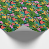 ハワイアン熱帯フローラ葉パターン ラッピングペーパー (角)