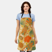 ハワイアン熱帯プリント エプロン (着用した状態)