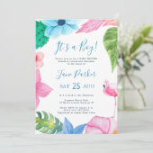 ハワイアン熱帯ルアウ(ハワイ式宴会)その男の子の赤ちゃんシャワー 招待状 (スタンド正面)