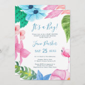 ハワイアン熱帯ルアウ(ハワイ式宴会)その男の子の赤ちゃんシャワー 招待状 (正面/裏面)