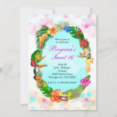 ハワイアン熱帯夏の事物フレームルアウ（ハワイ式宴会）パーティー 招待状 (正面)