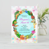 ハワイアン熱帯夏の事物フレームルアウ（ハワイ式宴会）パーティー 招待状 (スタンド正面)